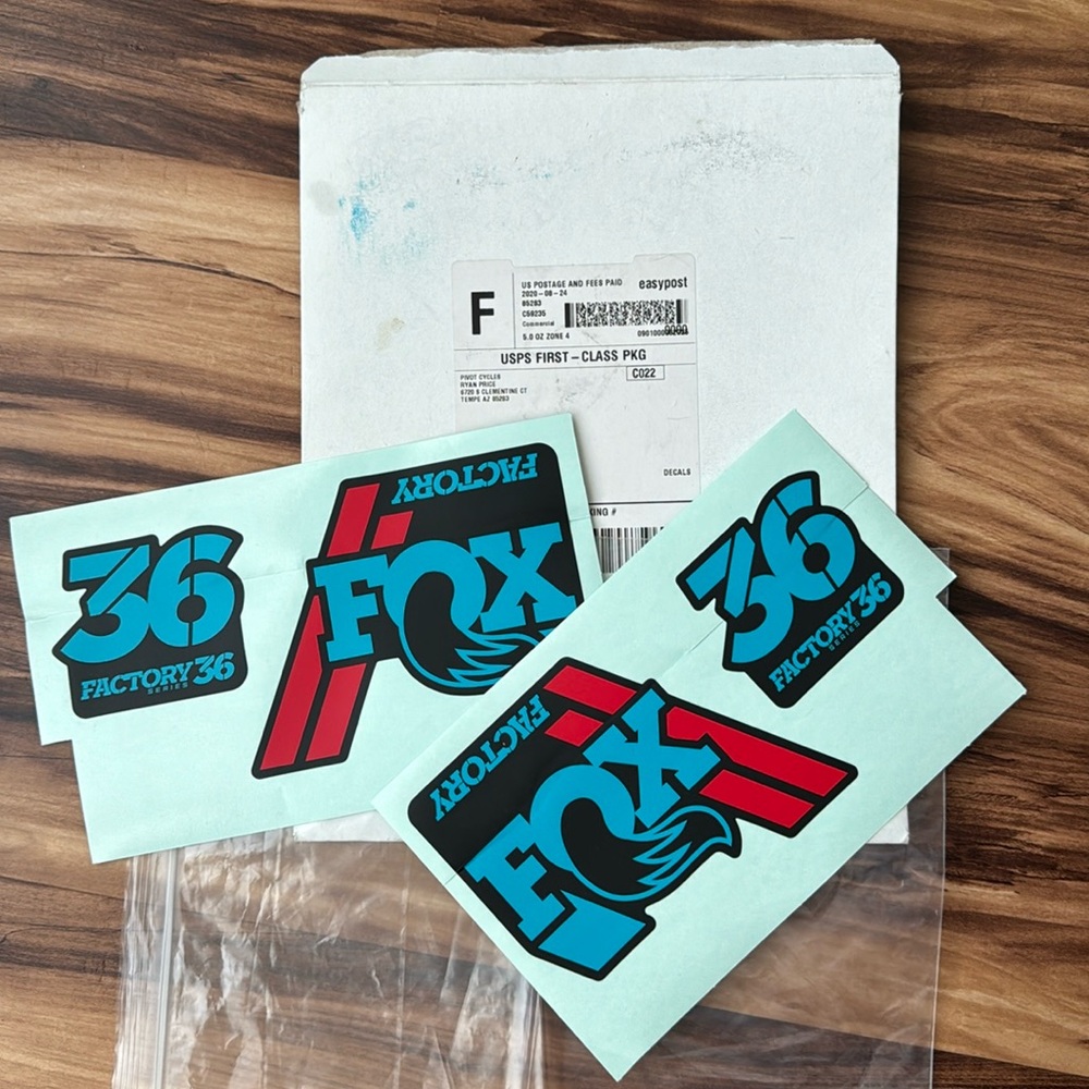 Fox factory 36 sticker set Pivot Mach 6